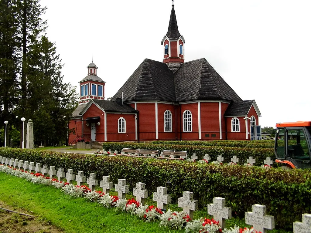 Oulainen Church and military cemetary in Oulainen, Finland