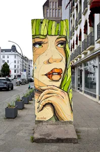 Berlin Wall segment with mural in Lietzenburger Strasse 90