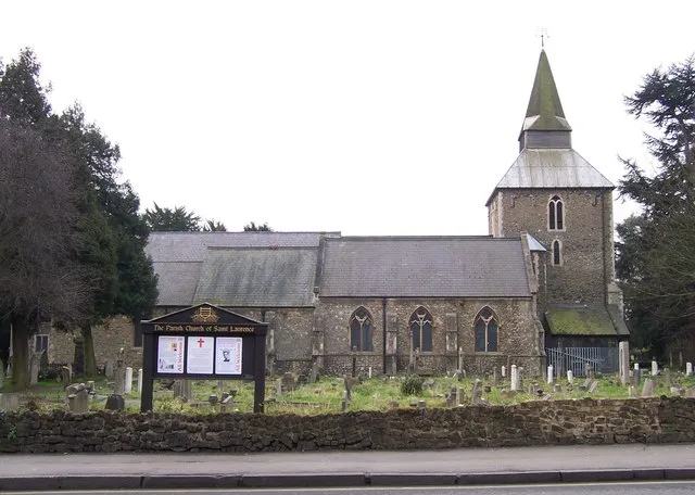 St Laurence's parish church, St Mary's Lane, Upminster, London (formerly Essex), seen from the north