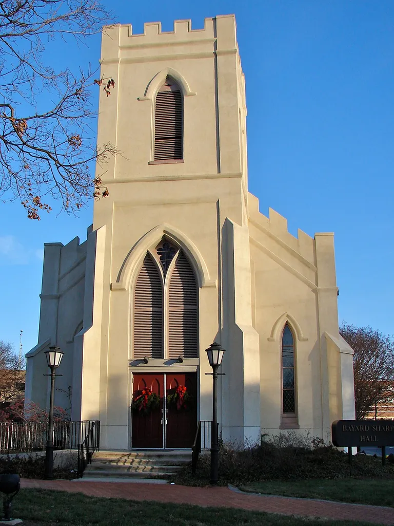Old St. Thomas Episcopal Church. At 21 Elkton Rd. on the University of Delaware campus, Newark, New Castle County, Delaware. Now Bayard Sharp Hall at the U of D. - On the NRHP since May 7, 1982.
