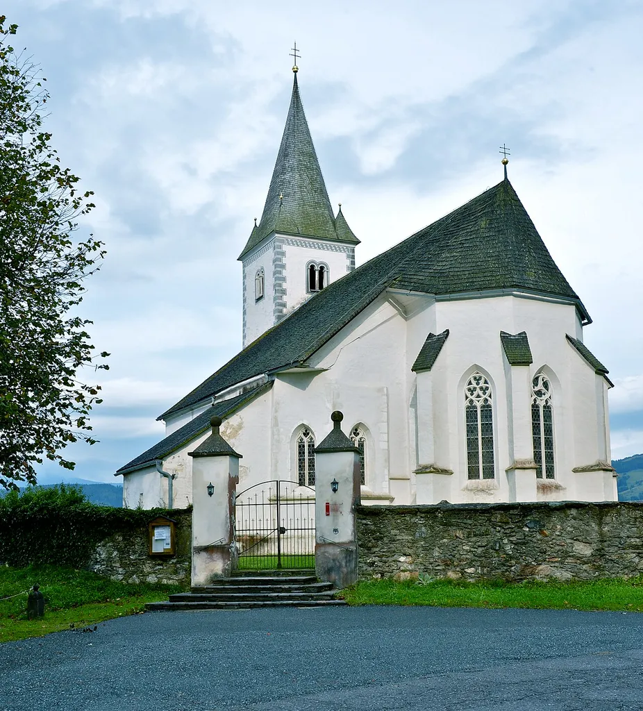 East view at the subsidiary and pilgrimage church Saints Philip and James at Graebern, municipality Wolfsberg, district Wolfsberg, Carinthia / Austria / EU