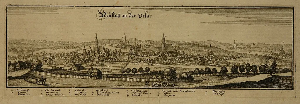 Kupferstich 10,5 x 32cm von Merian (1650)
