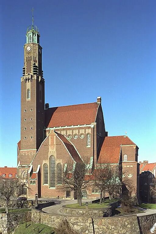 Picture of Engelbrekt Church (Swedishː Engelbrektskyrkan) in 1998, published by Swedish National Heritage Board (Swedishː Riksantikvarieämbetet).