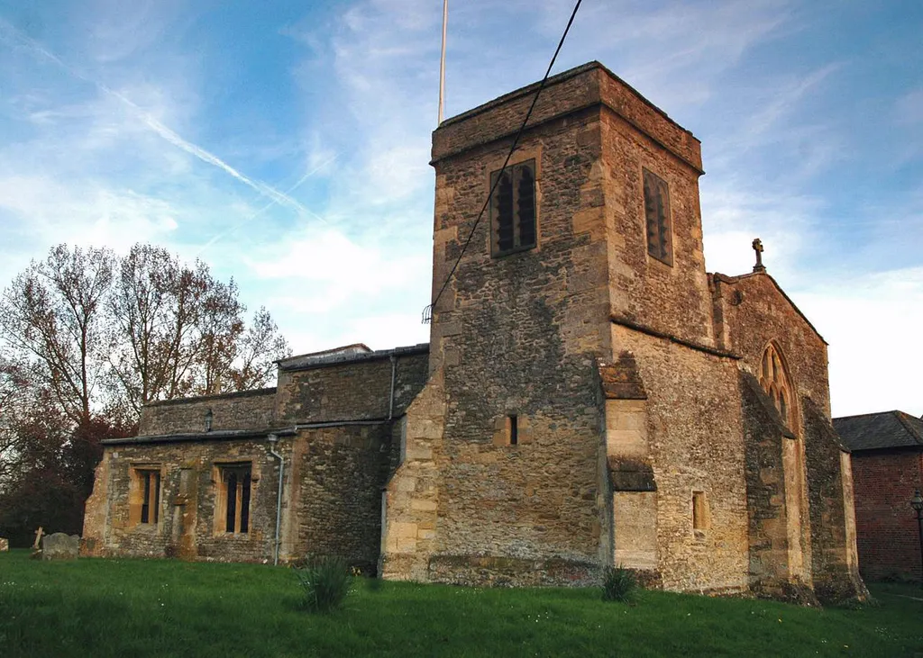 Church of England parish church of St. James, Denchworth, Oxfordshire (formerly Berkshire), viewed from the north-west.