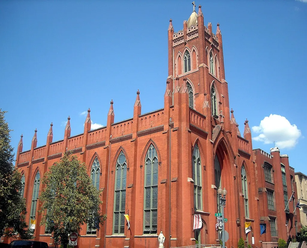 Immaculate Conception Catholic Church at 711 N Street, NW in Washington, D.C. The church is listed on the National Register of Historic Places.