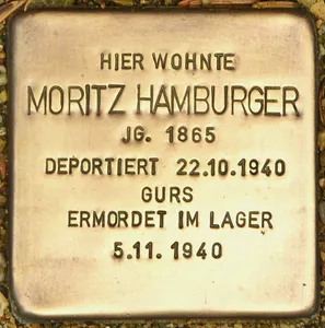 Stolperstein dedicated to Moritz Hamburger