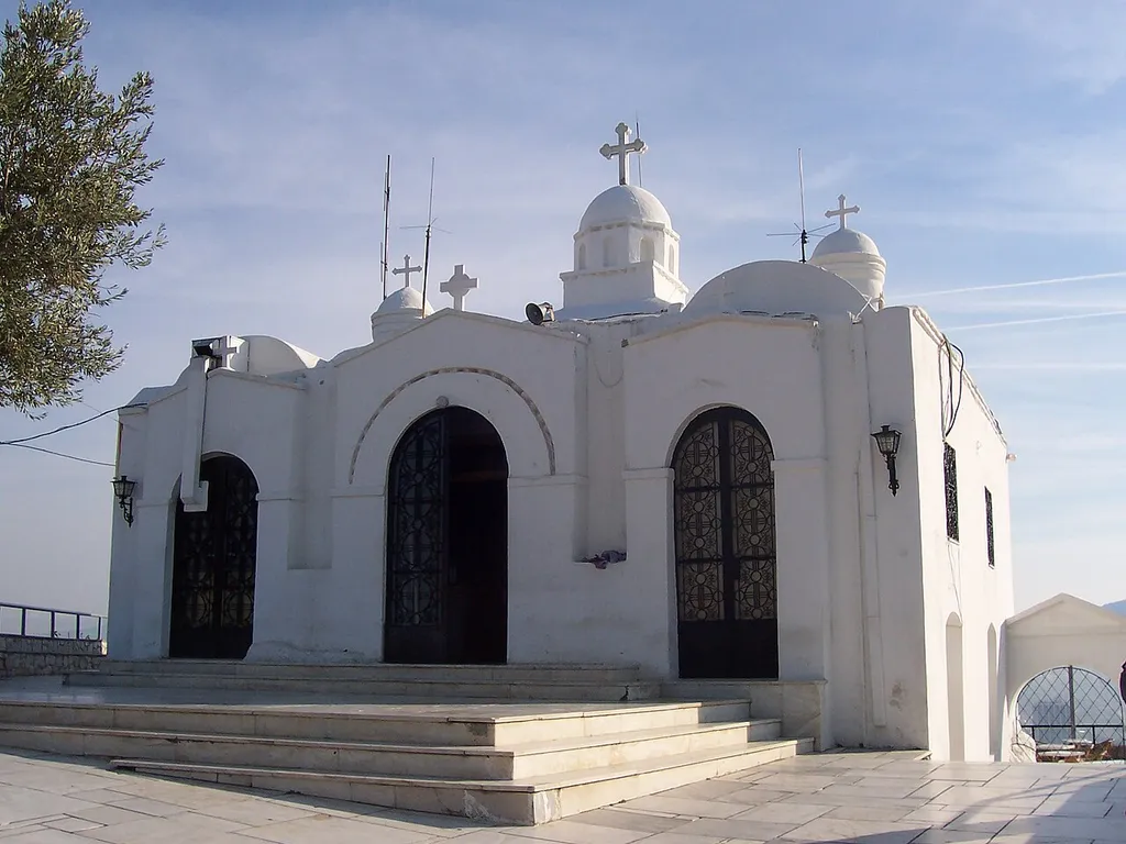 Small church on top of Lycabettus (Lykavitos) hill in Athens, Greece