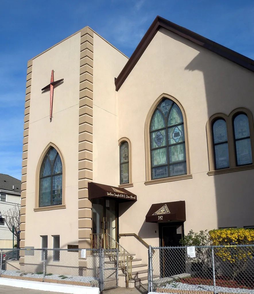 Looking east from Avenue C at AME Zion Church on a sunny Easter Sunday early afternoon.