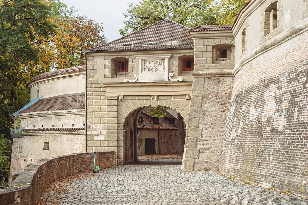The front gate of the red gate in Augsburg.