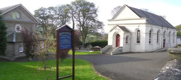Banagher Presbyterian Church and Sunday School The building on the right is the church hall which was built in 1900, hence its name "The Century Hall". The church on the left of the picture was built earlier, in 1825, by the Fishmonger's Company, one of the London Companies.