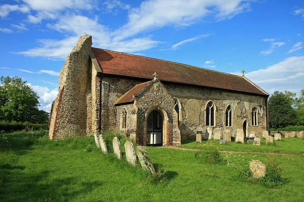 St Margaret's parish church, Hardwick, Norfolk, seen from south-southwest