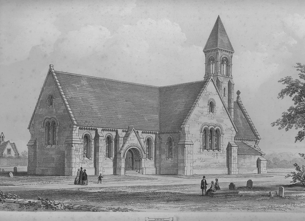 Print of Rhosllanerchruggog Church erected 1872 by from designs by Thomas Penson, Architectect
