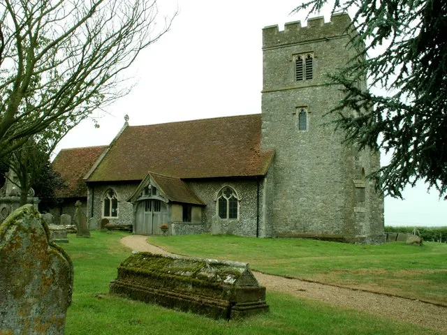 St. John the Baptist church, Layer de la Haye, Essex. This church stands close to Abberton reservoir, south of the main village. It dates back to the Norman period though most of the present building is 14th century. This is a photo of listed building number 1223841.