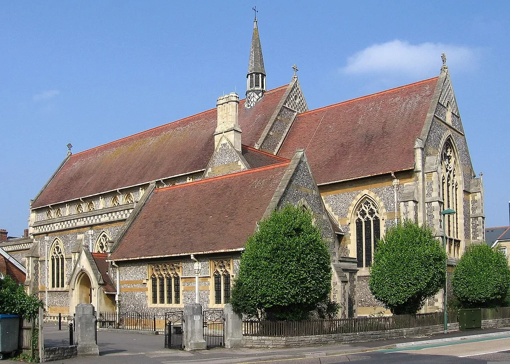 St John the Evangelist's parish church, Boscombe, Dorset, seen from the southeast from St John's Road