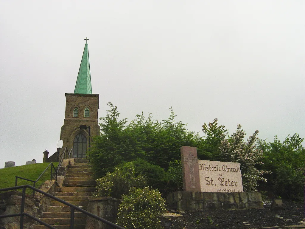 St. Peter's Church in Brownsville, Pennsylvania, as seen from Church Street. 2009.