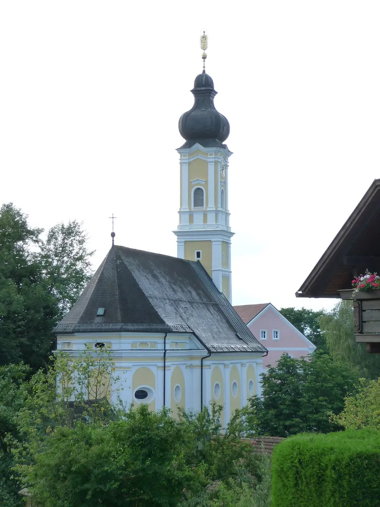 The parish church of Brunnenthal, view from southeast. Schärding district, Upper Austria.