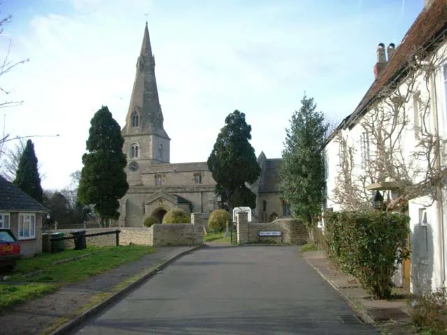 The Church of St Mary, Bozeat. Looking along Church Walk.