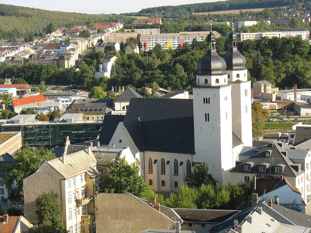Plauen, Johanniskirche vom Rathausturm aus gesehen