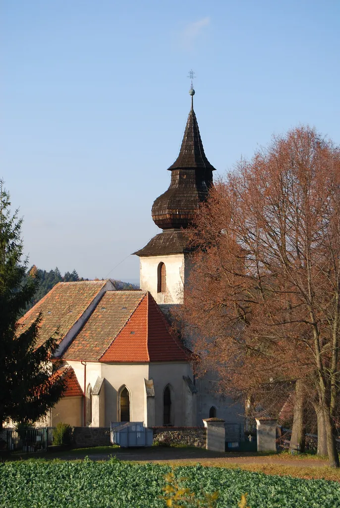 Kostel sv. Máří Magdaleny v obci. Bělice je vesnice, část města Neveklov v okrese Benešov. Česká republika.