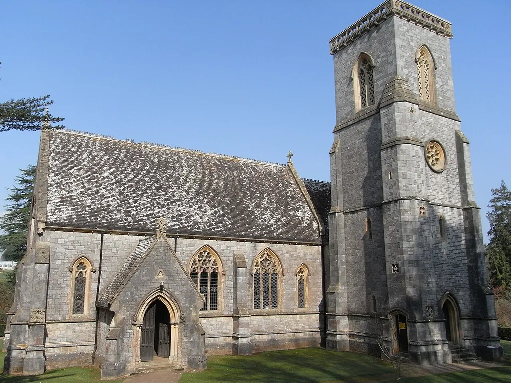 St Mary's parish church, Bicton, Devon, seen from south