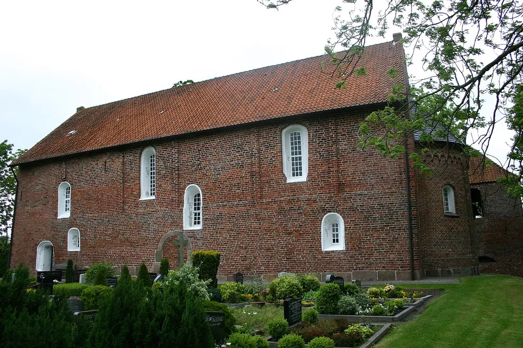 Historic church in Roggenstede, district of Aurich, East Frisia, Germany
