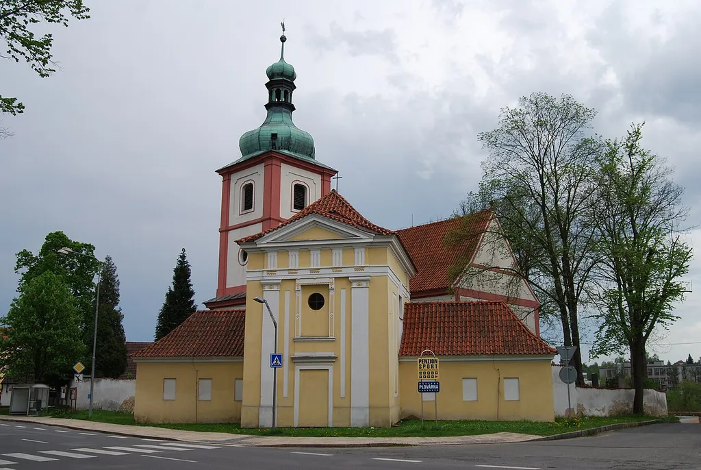 Kostel sv. Václava. Václavské Předměstí je západní část okresního města Písek. Česká republika.