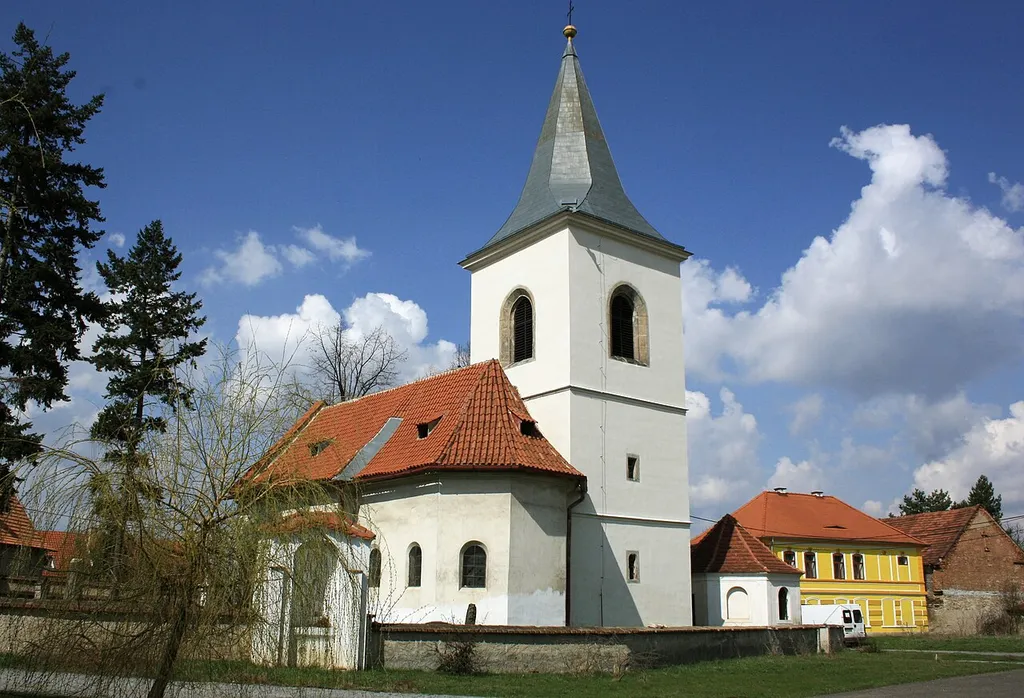 A church in Vrbno village (part of the town of Hořín), Mělník District. Central Bohemian Region, CZ