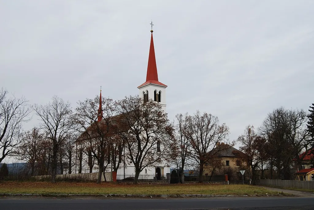 Bohutín village in Příbram District, Czech Republic. Church