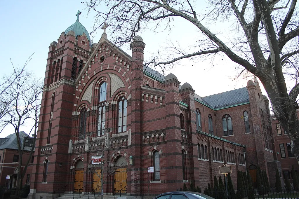 Facade of Saint Benedict Joseph Labre Church in Richmond Hill, Queens, New York.