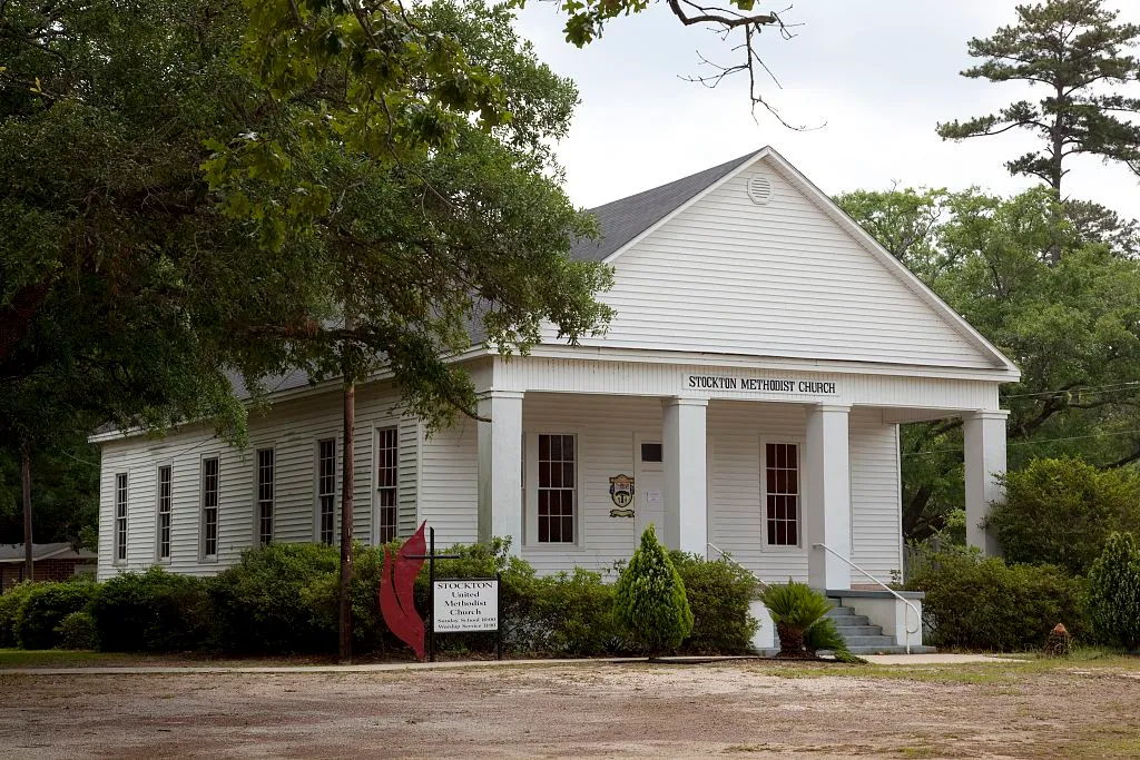 Historic buildings in Stockton, Alabama. (Stockton United Methodist Church, built in 1929.)