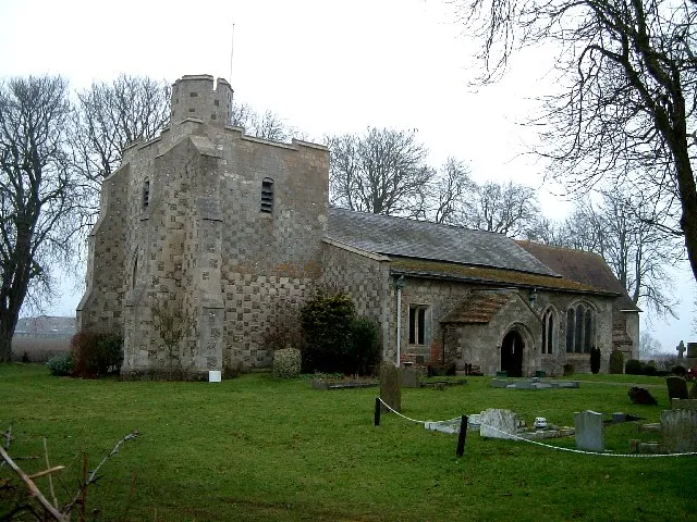 All Saints, Chalgrave : Chequered Stonework. A three-quarters shot of this attractive church showing the appealing chequered stone work, the solid little tower and interesting cylindrical turret. This church looks to be very well kept. More information about Chalgrave and All Saints here http://www.british-history.ac.uk/report.asp?compid=42446