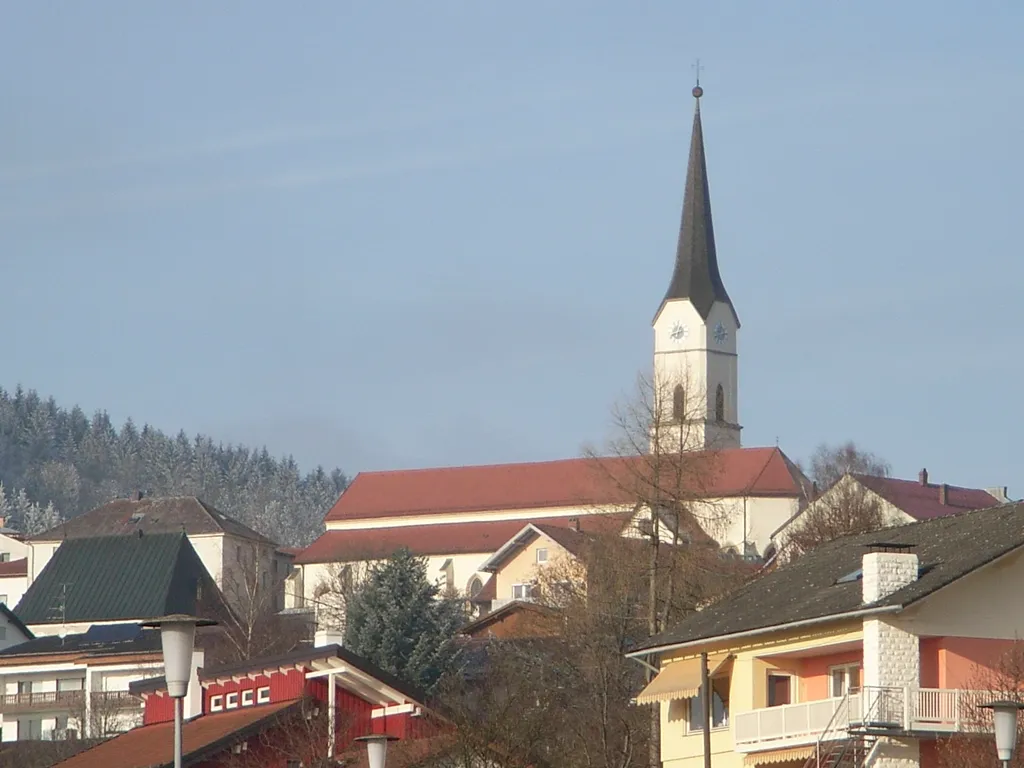 Schönberg (Lower Bavaria), view of St Margaret Parish Church from south-east.