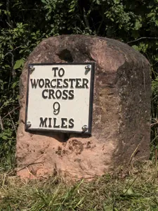 Milestone, E of Blackmore Park & Stable Farm; Tickeridge Farm; Corner of lane 1/4 mile N of RC church