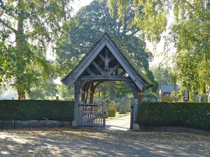 Lych gate in churchyard of St Helen, Tarporley