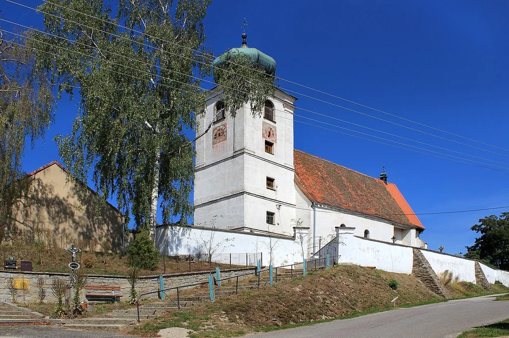 Church in Bílkov, part of Dačice, Czech Republic.
