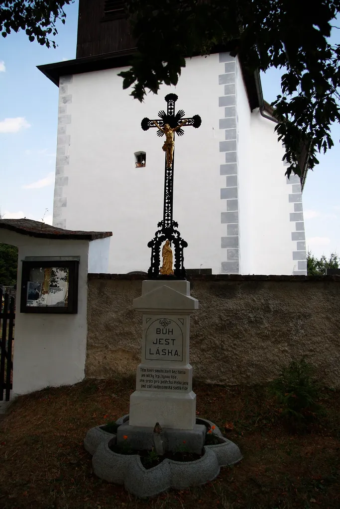 Cross near Church of Saint Clemens in Jasenice, Třebíč District.