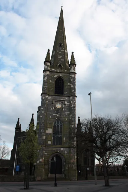 Parish church of SS Thomas and Luke, Dudley, West Midlands, seen from the north from High Street