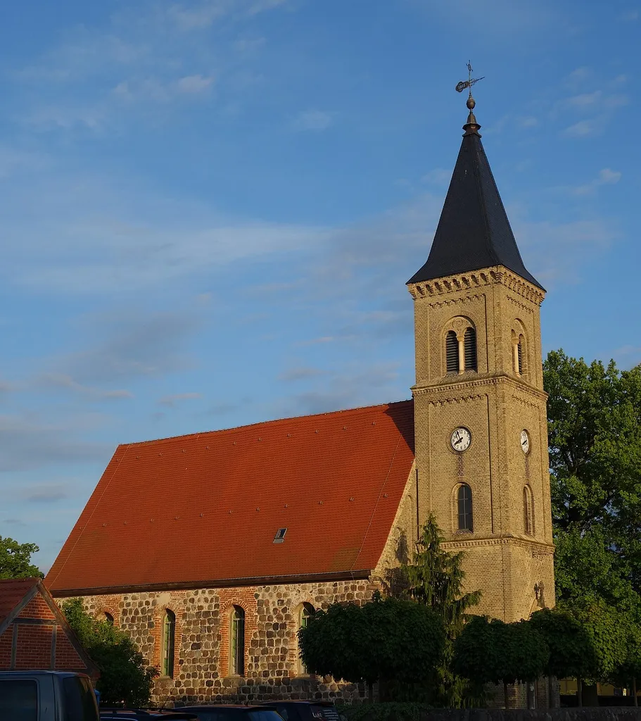 North-western view of church in Schönfließ, Mühlenbecker Land municipality, Oberhavel district, Brandenburg state, Germany