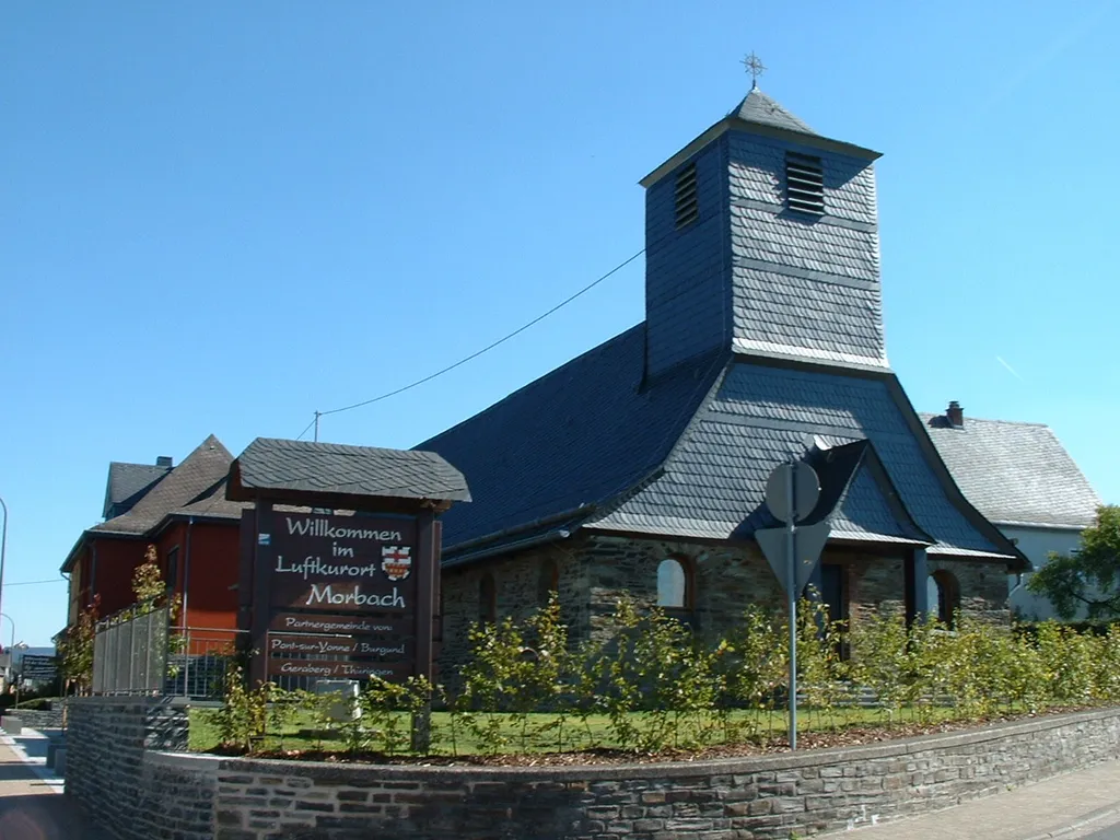 Protestant Church Morbach, Germany, Rhineland-Palatinate, from the west