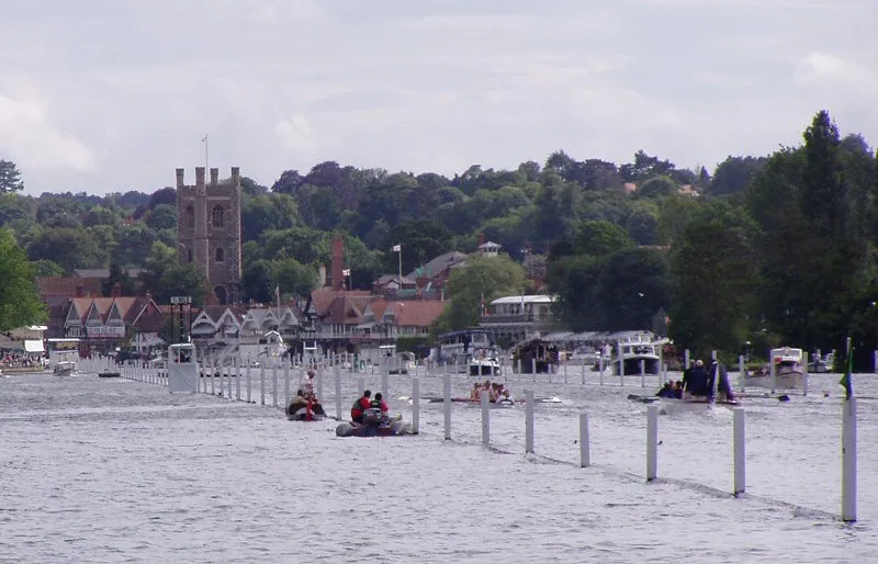 A race taking place during the Henley Royal Regatta on the River Thames at Henley-on-Thames, England.