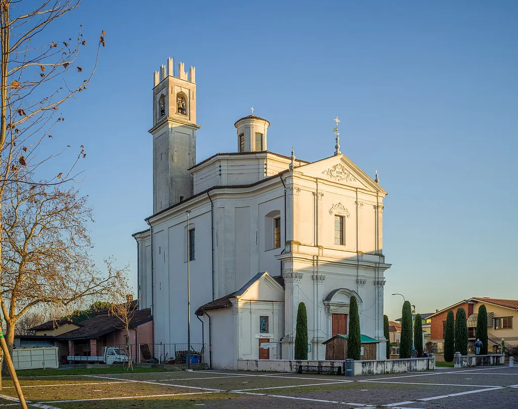 Facade of the Chiesa di San Silvestro church in Folzano, Brescia.