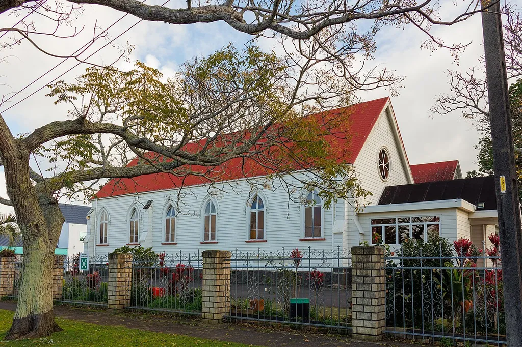 The former Onehunga Methodist Church in Onehunga, Auckland, viewed from the northeast.