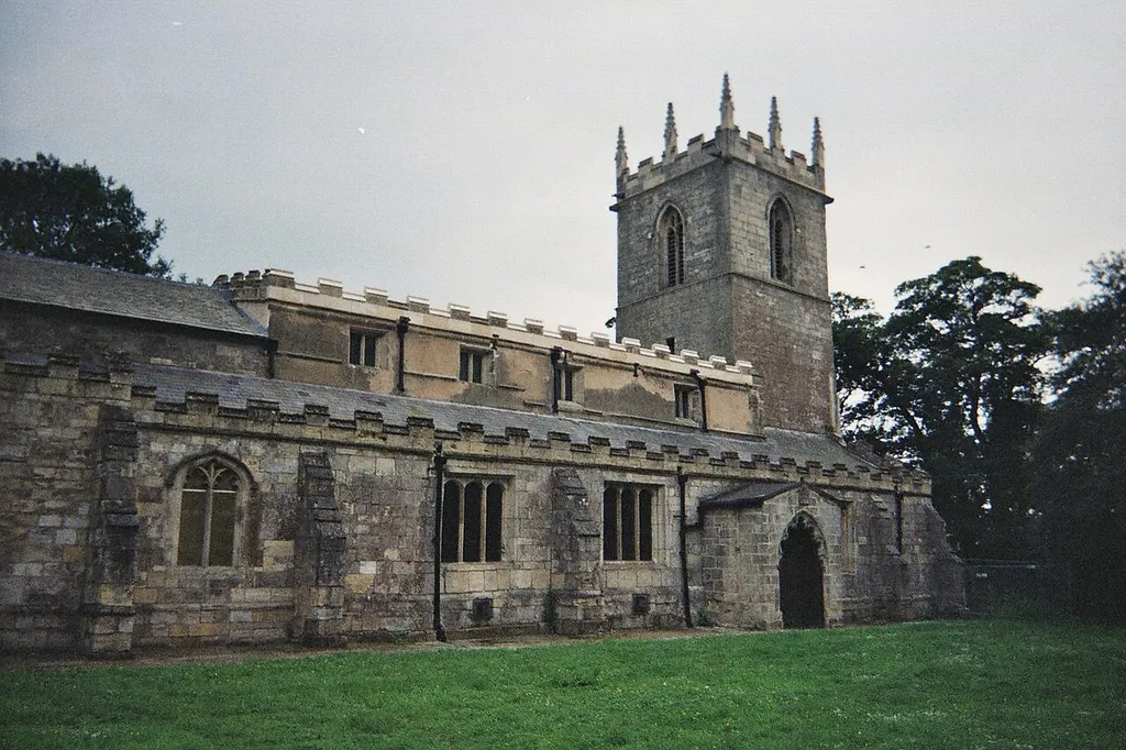 Nave and west tower of St Andrew's parish church, Epworth, Lincolnshire, seen from the northeast