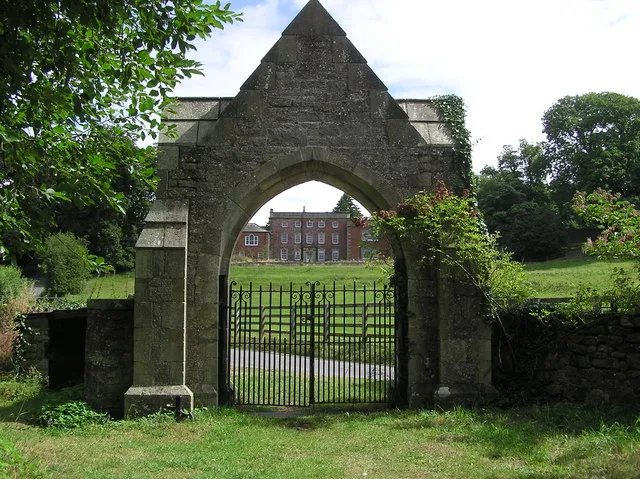 Easby House. Looking through the north gate of St. Agnes Church