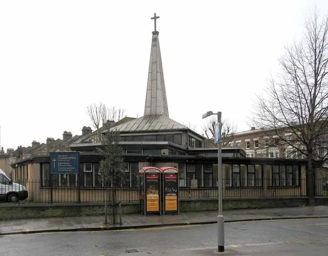 St Luke, Fernhead Road, West Kilburn, London W9, near to Paddington, Westminster, Great Britain. Church built 1959, architect Michael Farey.