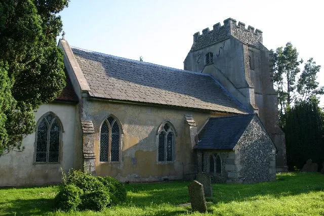 Nave and west tower of St Petronilla's parish church, Whepstead, Suffolk, seen from the northeast