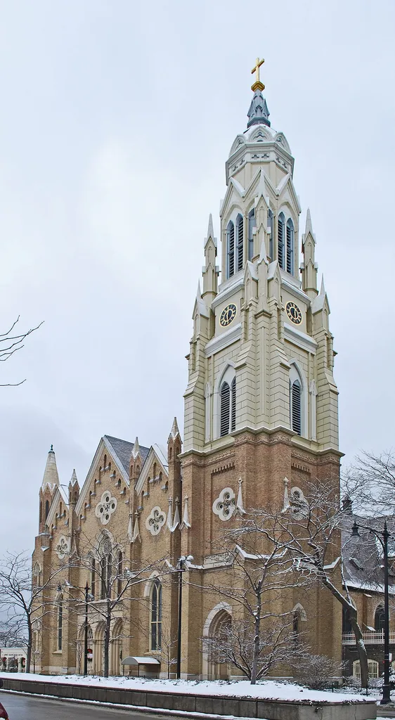 Holy Family Church (1857) and St. Ignatius College Prep High School, (not pictured), 1869, Chicago IL