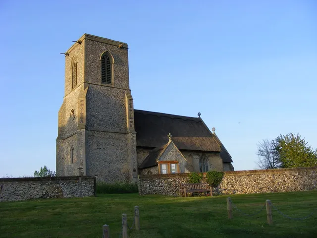All Saints' parish church, Icklingham, Suffolk, seen from the southwest