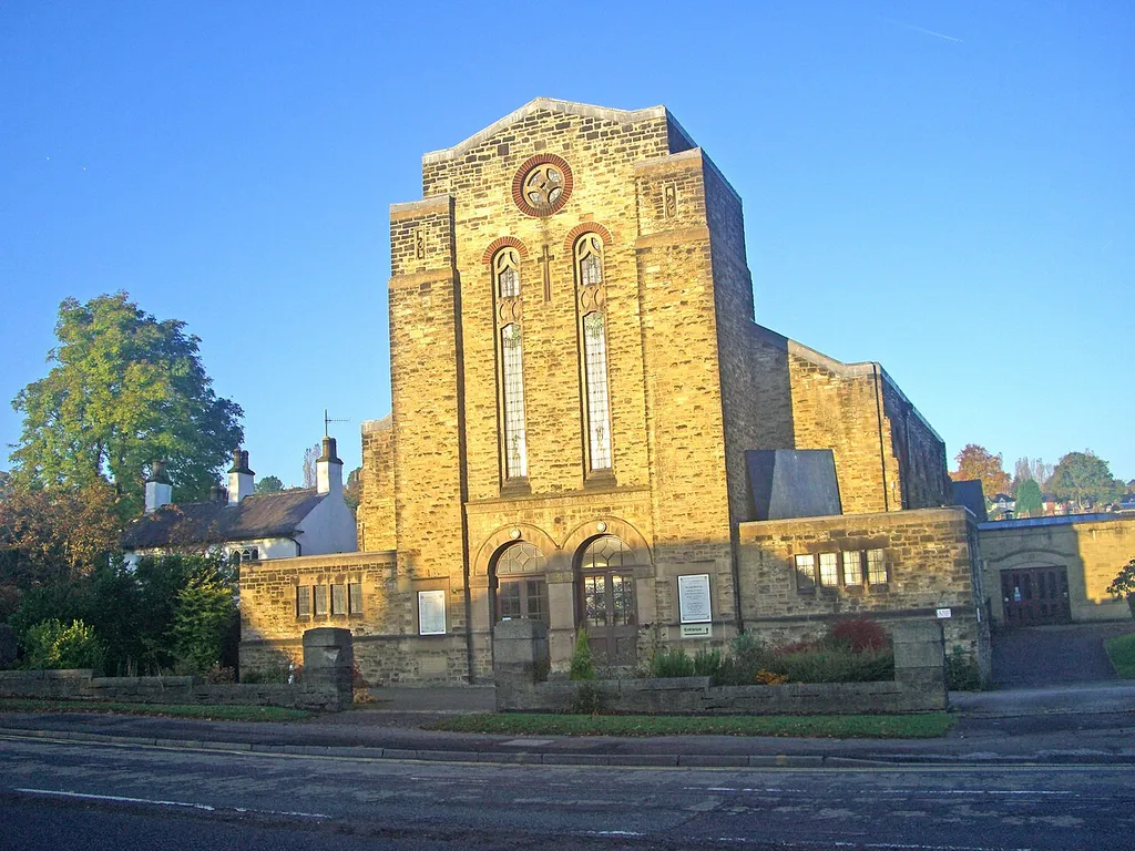 Banner Cross Methodist church, Eccleshall Road South, Sheffield, South Yorkshire, seen from the east