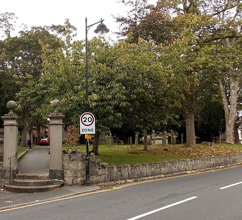 Photograph of the gate piers south of the Church of St Peter and St Paul, Wem, Shropshire, England